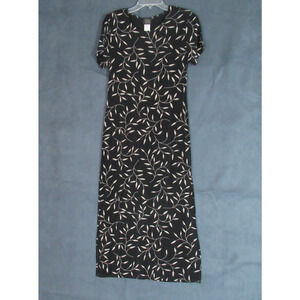 Vintage Teddi Dresses Womens Size 8P Black Floral Short Sleeve Modest 90s Y2K